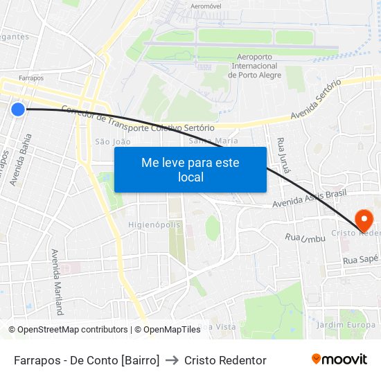 Farrapos - De Conto [Bairro] to Cristo Redentor map