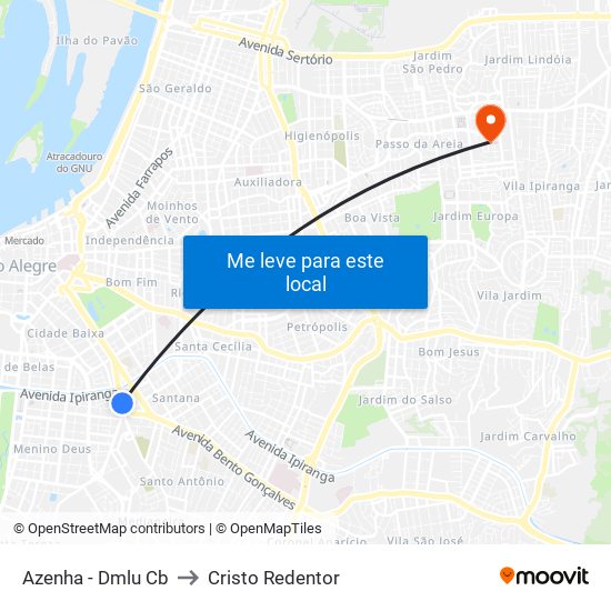 Azenha - Dmlu Cb to Cristo Redentor map