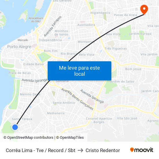 Corrêa Lima - Tve / Record / Sbt to Cristo Redentor map