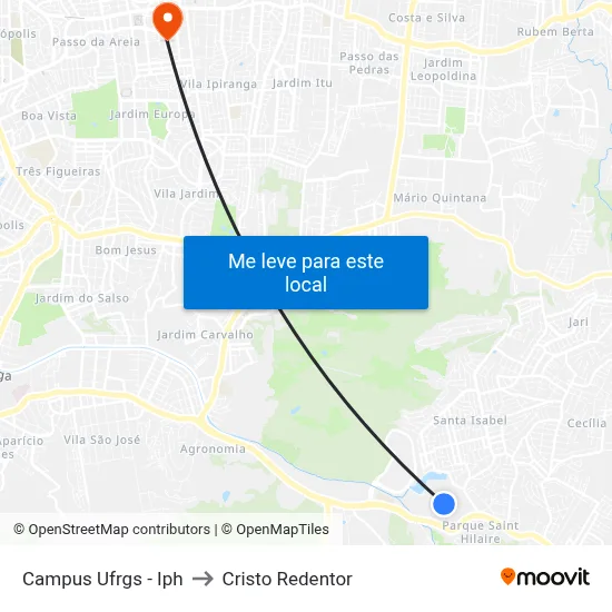 Campus Ufrgs - Iph to Cristo Redentor map