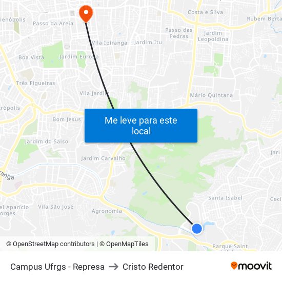 Campus Ufrgs - Represa to Cristo Redentor map