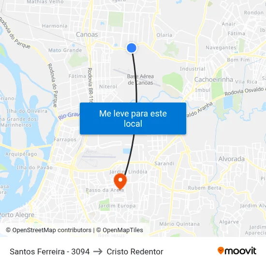 Santos Ferreira - 3094 to Cristo Redentor map