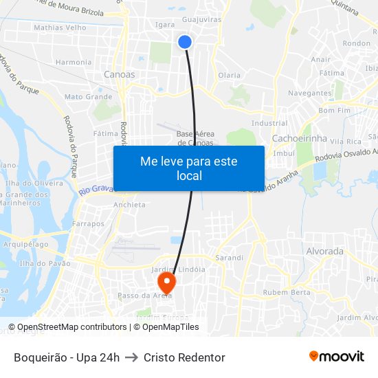 Boqueirão - Upa 24h to Cristo Redentor map