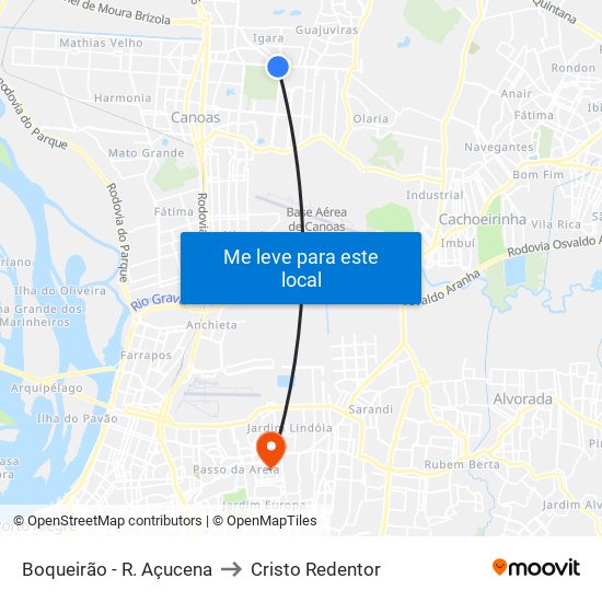 Boqueirão - R. Açucena to Cristo Redentor map