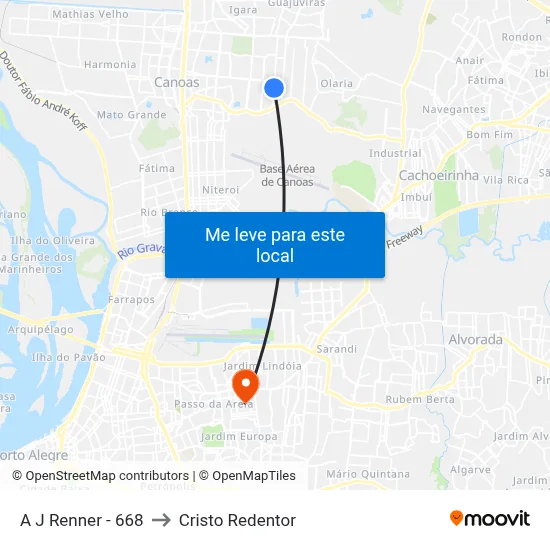 A J Renner - 668 to Cristo Redentor map