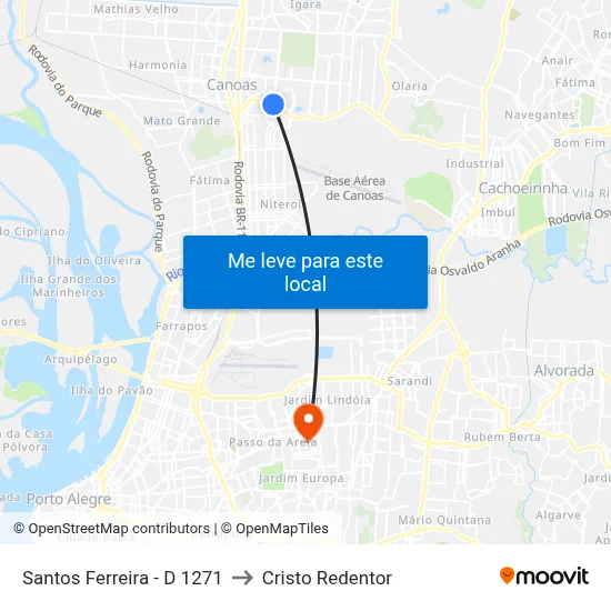 Santos Ferreira - D 1271 to Cristo Redentor map