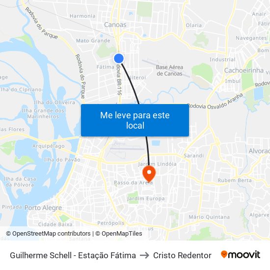 Guilherme Schell - Estação Fátima to Cristo Redentor map