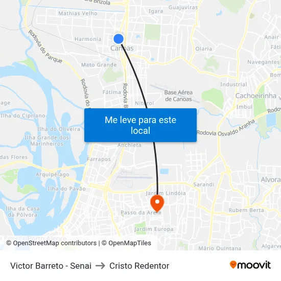Victor Barreto - Senai to Cristo Redentor map
