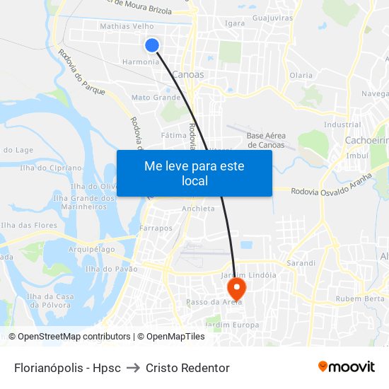 Florianópolis - Hpsc to Cristo Redentor map