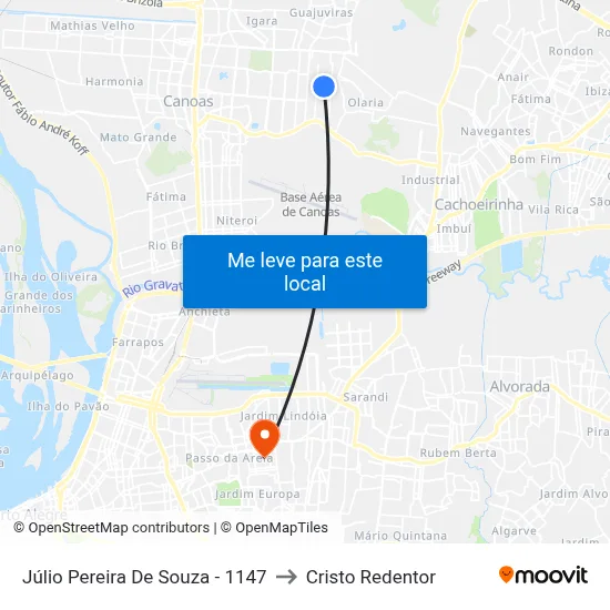 Júlio Pereira De Souza - 1147 to Cristo Redentor map