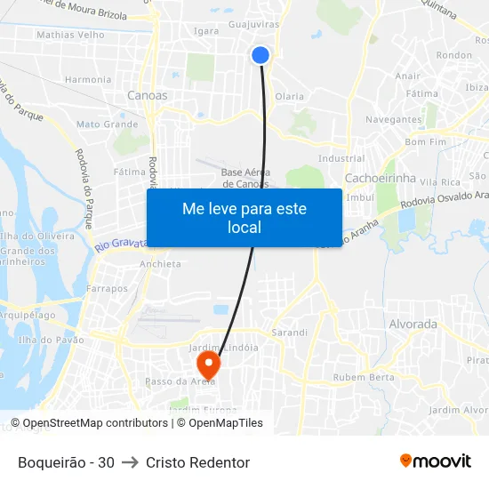 Boqueirão - 30 to Cristo Redentor map