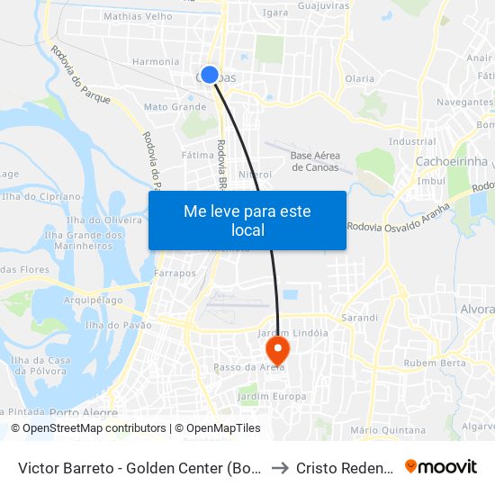 Victor Barreto - Golden Center (Box A) to Cristo Redentor map