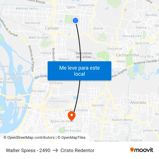 Walter Spiess - 2490 to Cristo Redentor map