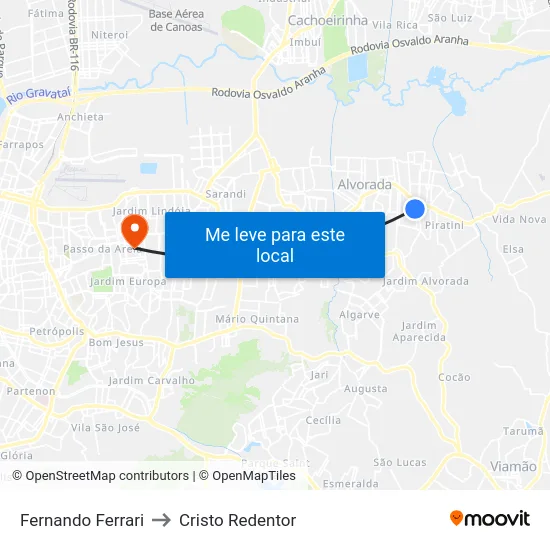 Fernando Ferrari to Cristo Redentor map