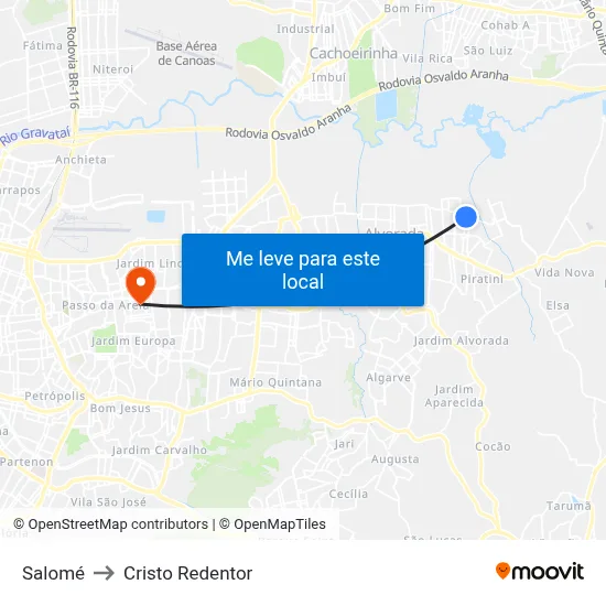 Salomé to Cristo Redentor map