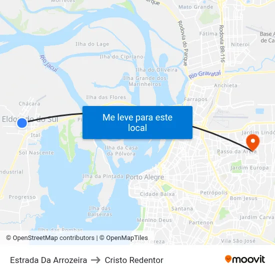 Estrada Da Arrozeira to Cristo Redentor map