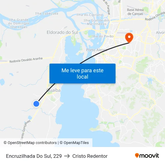 Encruzilhada Do Sul, 229 to Cristo Redentor map