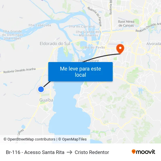 Br-116 - Acesso Santa Rita to Cristo Redentor map