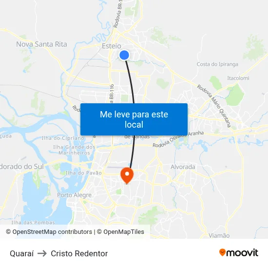 Quaraí to Cristo Redentor map