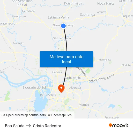 Boa Saúde to Cristo Redentor map