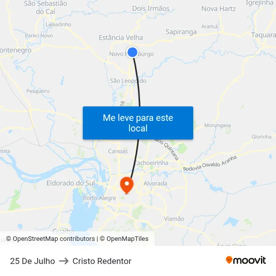 25 De Julho to Cristo Redentor map