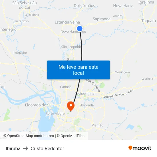 Ibirubá to Cristo Redentor map