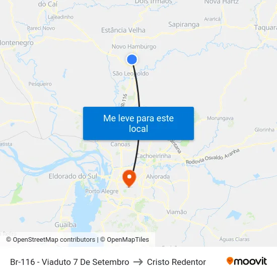 Br-116 - Viaduto 7 De Setembro to Cristo Redentor map