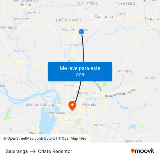 Sapiranga to Cristo Redentor map