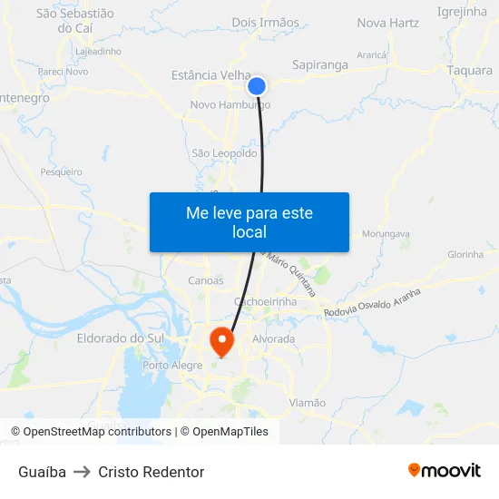 Guaíba to Cristo Redentor map