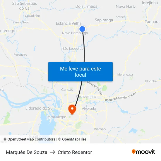 Marquês De Souza to Cristo Redentor map