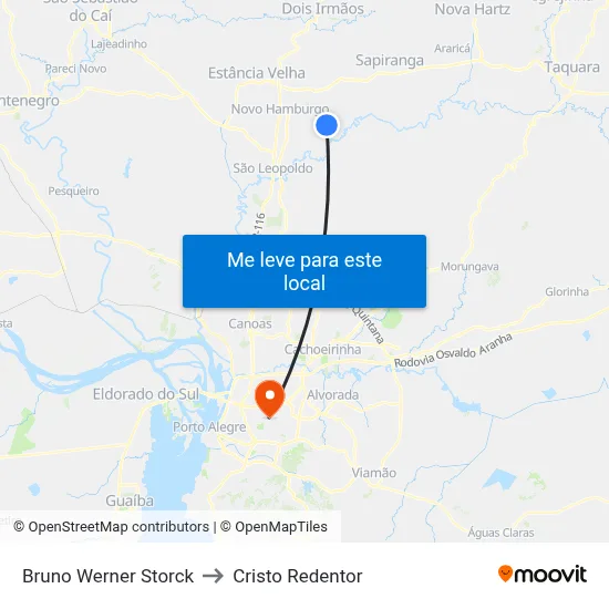 Bruno Werner Storck to Cristo Redentor map