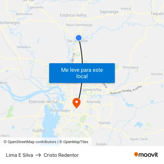 Lima E Silva to Cristo Redentor map