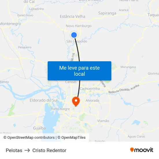 Pelotas to Cristo Redentor map