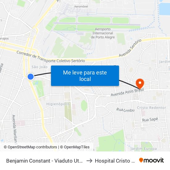 Benjamin Constant - Viaduto Utzig [Bairro - Bc] to Hospital Cristo Redentor map