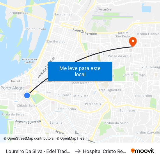 Loureiro Da Silva - Edel Trade Center to Hospital Cristo Redentor map