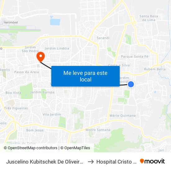 Juscelino Kubitschek De Oliveira - Praça México to Hospital Cristo Redentor map