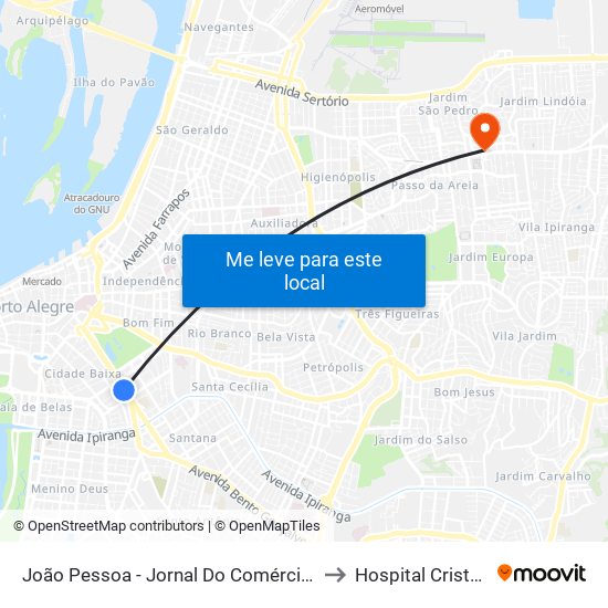 João Pessoa - Jornal Do Comércio (Fora Do Corredor) to Hospital Cristo Redentor map