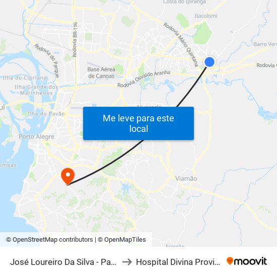 José Loureiro Da Silva - Parada 81 to Hospital Divina Providência map