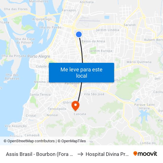 Assis Brasil - Bourbon (Fora Do Corredor) to Hospital Divina Providência map