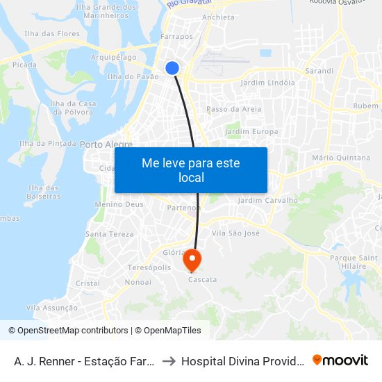 A. J. Renner - Estação Farrapos to Hospital Divina Providência map