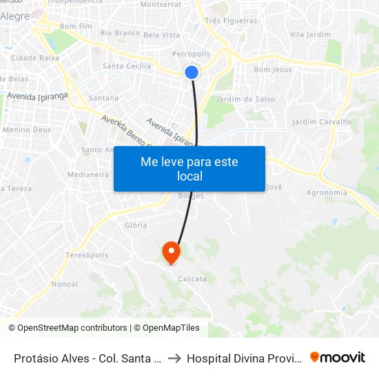 Protásio Alves - Col. Santa Inês Cb to Hospital Divina Providência map