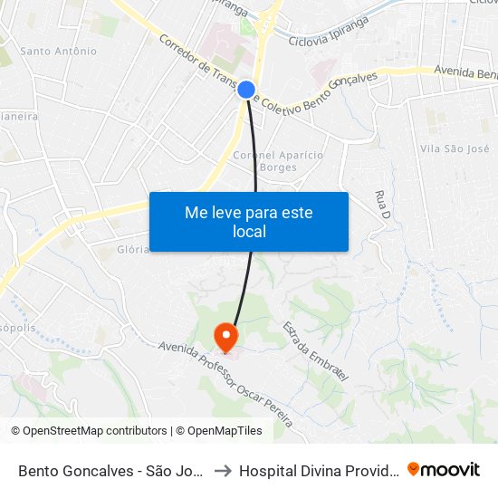 Bento Goncalves - São Jorge Cb to Hospital Divina Providência map