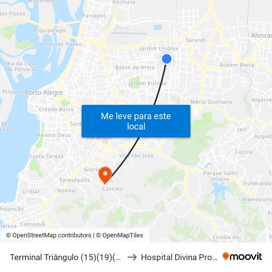 Terminal Triângulo (15)(19)(23)(27)(31) to Hospital Divina Providência map