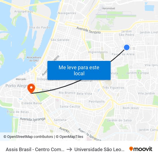 Assis Brasil - Centro Comercial [Centro] to Universidade São Leopoldo Mandic map