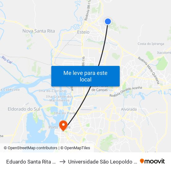 Eduardo Santa Rita Nunes to Universidade São Leopoldo Mandic map