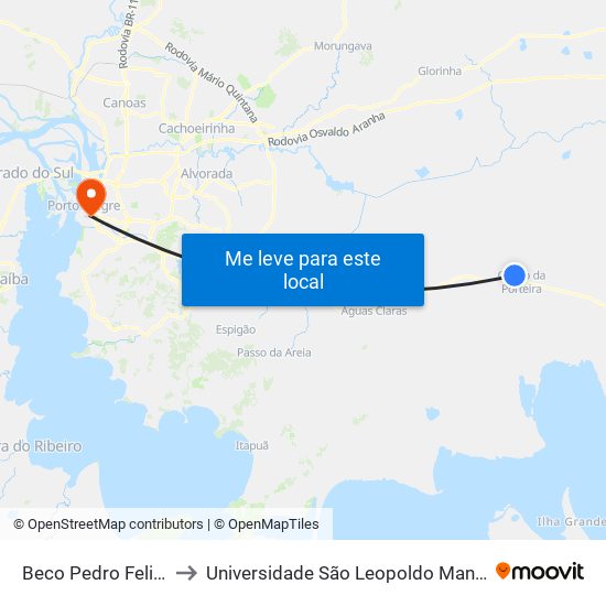 Beco Pedro Felipe to Universidade São Leopoldo Mandic map