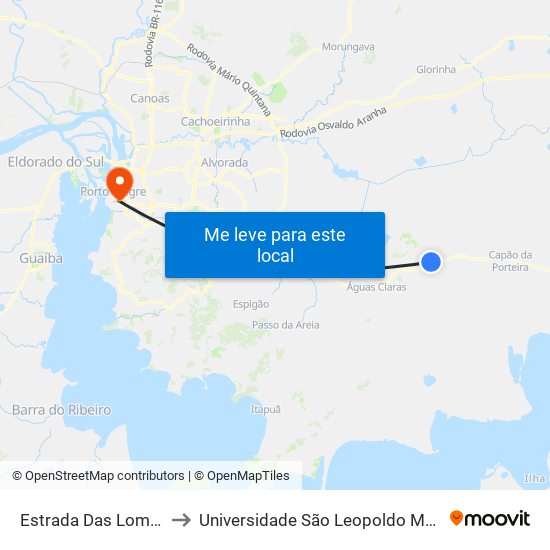 Estrada Das Lombas to Universidade São Leopoldo Mandic map