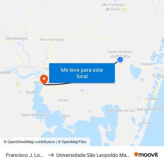 Francisco J. Lopes to Universidade São Leopoldo Mandic map