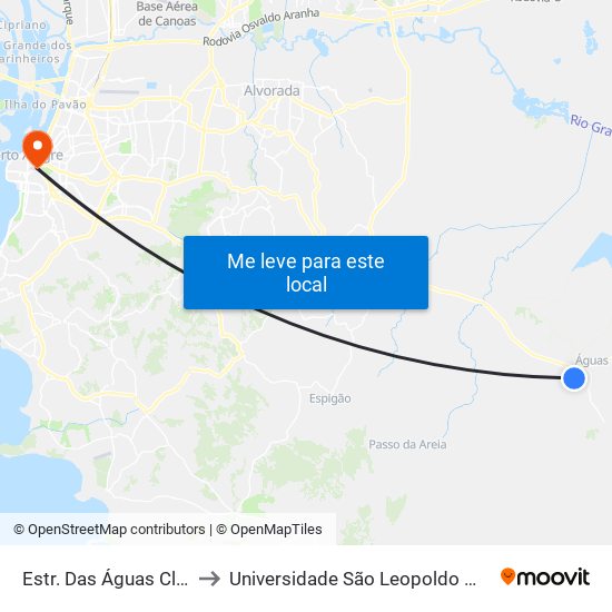 Estr. Das Águas Claras to Universidade São Leopoldo Mandic map