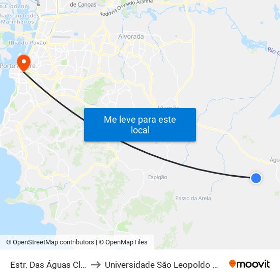 Estr. Das Águas Claras to Universidade São Leopoldo Mandic map